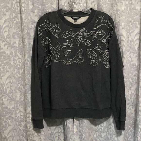 BANANA Republic abstract mesh cut out crewneck sweatshirt size M - Picture 9 of 10